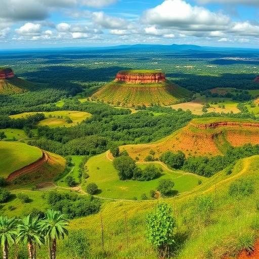 Panoramic view of Uganda landscape highlighting tourism potential