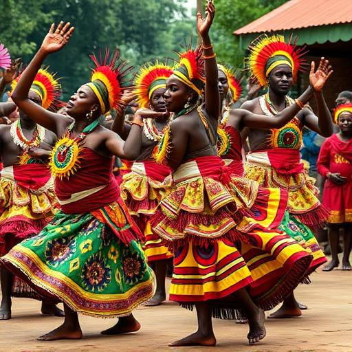 Ugandan dancers performing a traditional dance